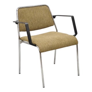 Vintage Sculpted Chrome Frame Post Mid Century Modern Office Arm Chair For Sale