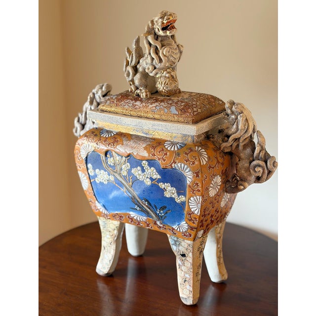 1930s 1930's Chinese Satsuma-Style Censer With Foo Lion Finial For Sale - Image 5 of 6