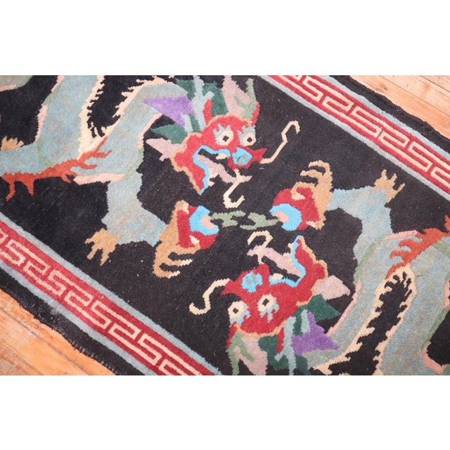 Late 20th Century Vintage Dragon Tibetan Rug Rug - 3' x 6'3" For Sale - Image 5 of 5