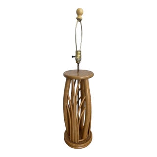 1970s Bent Bamboo Sculptural Table Lamp For Sale
