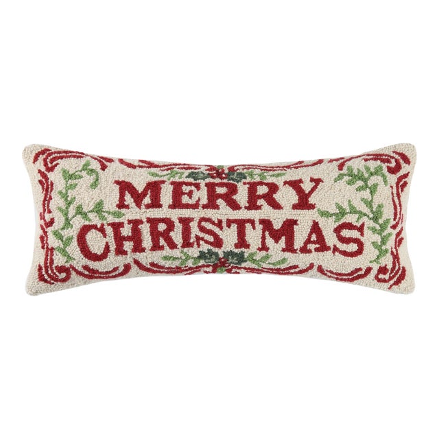 Christmas At The North Pole Merry Hook Pillow 10" x 26" For Sale