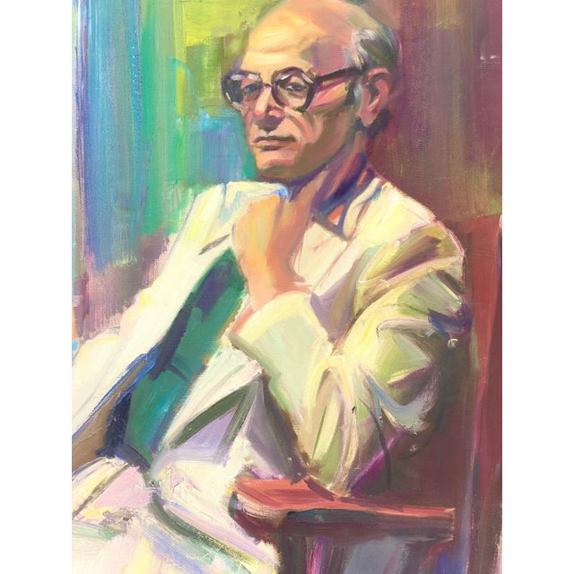 Paint Vintage Original Oil Portrait B. Yutarian For Sale - Image 7 of 8