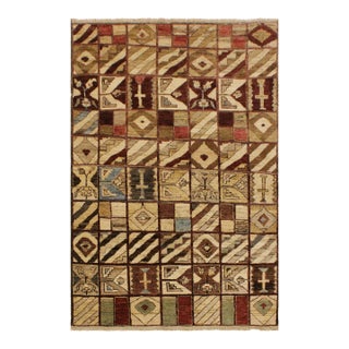 Boho Chic Gabbeh Brown/Green Wool Rug - 3'11'' X 5'7'' For Sale