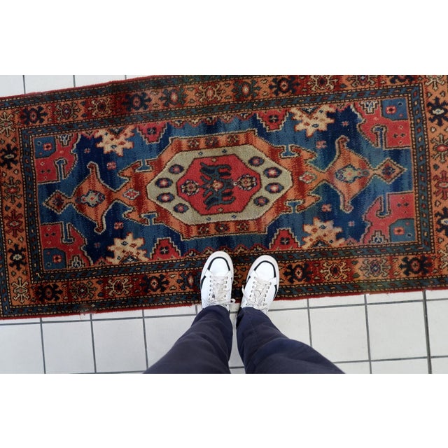 1950s, Vintage German Tribal Style Wool Rug, Geometric Medallion, 3 X 5 For Sale - Image 4 of 10