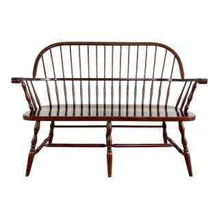 Vintage Rounded Back Windsor Style Bench For Sale
