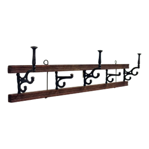 Vintage Collapsible Wood and Cast Iron Wall Hook