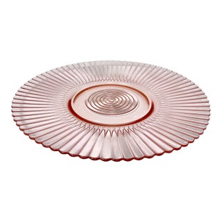 Early 20th C Art Deco Hollywood Regency Boho Chic Depression Era Pink Glass Starburst Charger For Sale