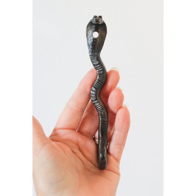 Vintage Black Cast Iron Cobra Snake Wall Hook For Sale In Milwaukee - Image 6 of 7