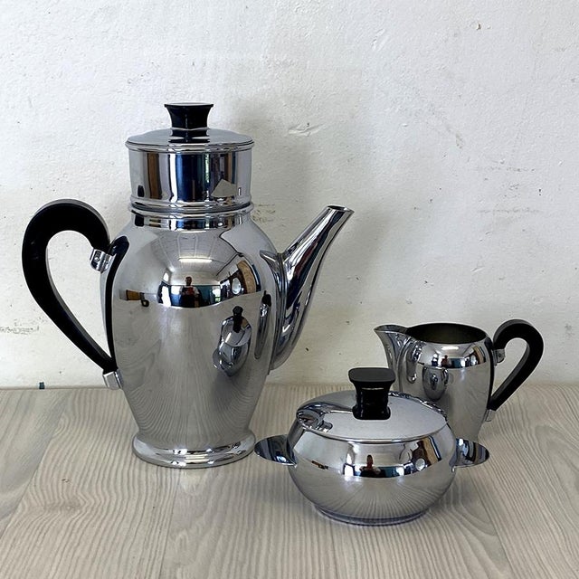 Silver Vintage Chrome Coffee Set from Baumlin, 1950s, Set of 3 For Sale - Image 8 of 8