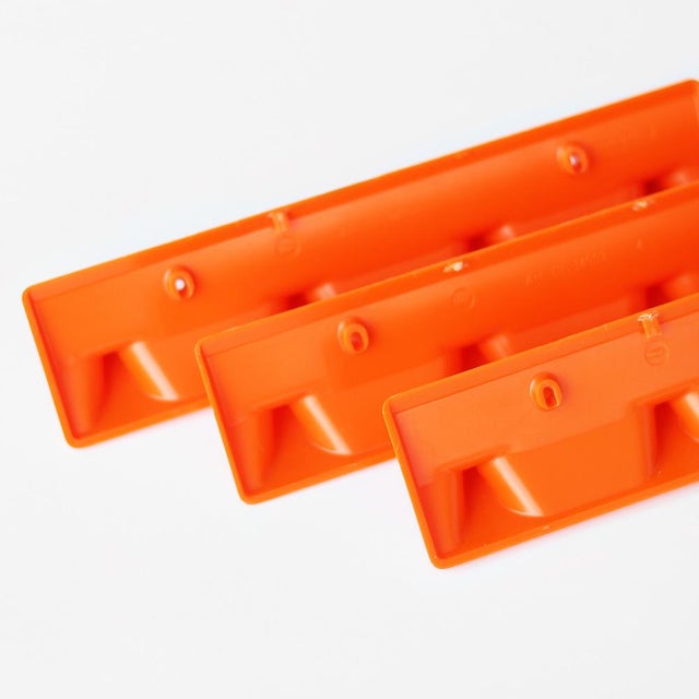 Ds Nos Vintage Wall Hooks Rail Coat Hanger Orange Space Age Plastic GDR 1970s 1980s For Sale - Image 11 of 12