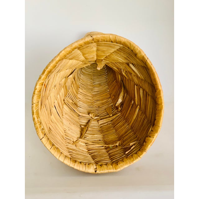 Farmhouse Vintage Handwoven Rush Grass Cornucopia, Horn of Plenty Thanksgiving Basket For Sale - Image 3 of 10