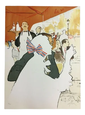 Art Deco Modern Unframed Rene Gruau Hand Signed Lithograph Bistro