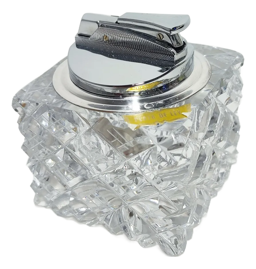 Cut Glass and Silver Lighter, Spain, 1980s