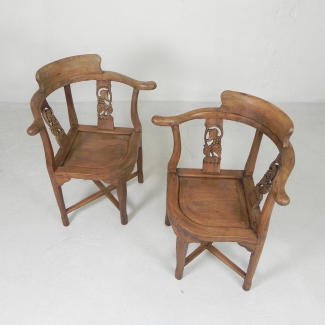 Vintage Corner Chairs in Teak, 1980s, Set of 2 For Sale - Image 13 of 18