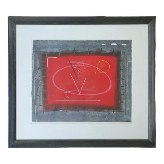 Black and Red Composition, Color Lithograph, 1970s, Framed For Sale