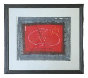 Black and Red Composition, Color Lithograph, 1970s, Framed
