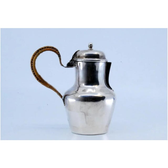 Plain Silver Milk Jug with Straw Handle and Knob on the Hinged Lid For Sale - Image 9 of 10
