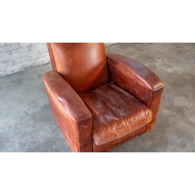 Vintage Art Deco Cognac Leather Club Chair For Sale - Image 13 of 17