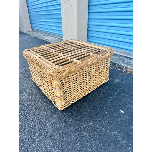 1980s Braided Rattan Footstool | Chairish