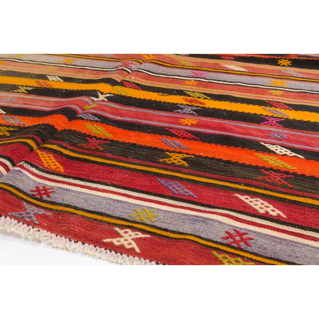 Textile 1950s Handwoven Striped Tribal Rug With Small Geometric Motifs For Sale - Image 7 of 10