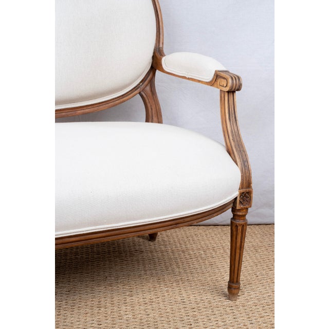 French Antique French Upholstered Settee For Sale - Image 3 of 9
