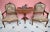 Pair of armchairs in the Louis XV rococo style upholstered with high-quality jacquard tapestry with a romantic motif of...