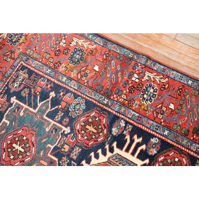 Antique Zabihi Collection Navy Heriz Accent Rugs - A Pair - 4'10" x 6'1" For Sale - Image 11 of 12