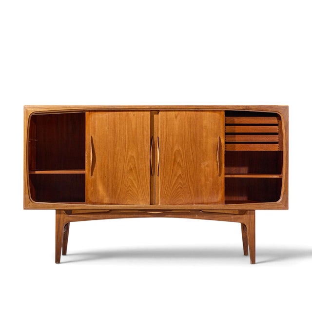 Kurt Østervig Style Mid Century Danish Sculptural Teak High Credenza For Sale In Chicago - Image 6 of 12
