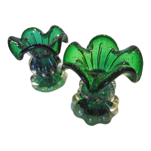 1950s Archimede Seguso Murano Attribute Pair of Green Glass Bowls