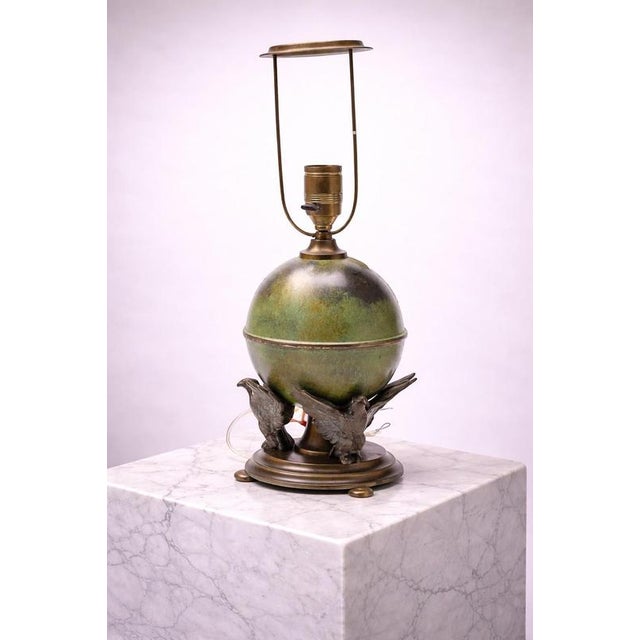 1930s Swedish Bronze and Pewter Table Lamp from Ystad Metall, 1930s For Sale - Image 5 of 7