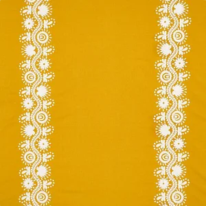 Schumacher Theodora Embroidery Fabric in Saffron
