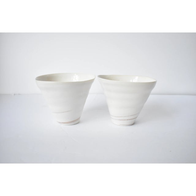 White Art Pottery Hand-Thrown White Porcelain Bowls - Set of 5 For Sale - Image 8 of 11