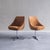 Authentic mid-century modern design set of cocktail chairs. Wrapped in a rich, warm cognac-brown textured fabric, these...