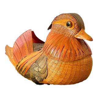 Vintage Shanghai Handicrafts Weave Rattan Bird For Sale
