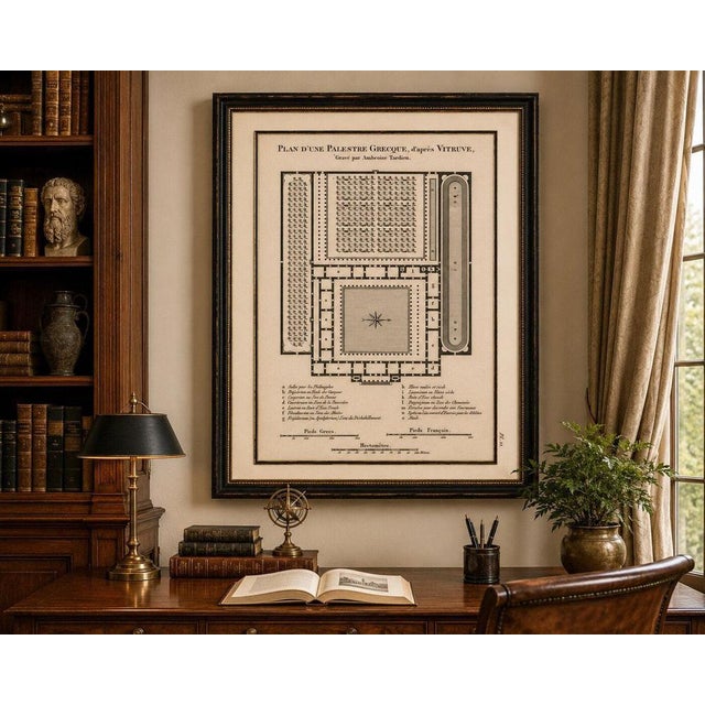 Gold Tardieu, Ancient Greek Gymnasium and Palaestra Plan After Vitruvius, 1825, Engraving For Sale - Image 8 of 9