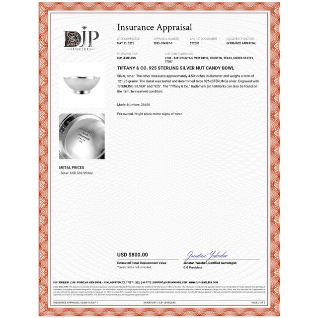 Tiffany and Co. Tiffany & Co. 925 Sterling Silver Nut Candy Bowl For Sale - Image 4 of 4