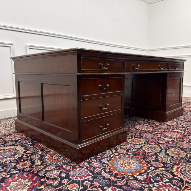 Large English Classic Partner Desk For Sale - Image 5 of 18