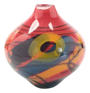 loan Nemtoi (Romanian, born 1964) Hand Blown Art Glass Vase and Display Case