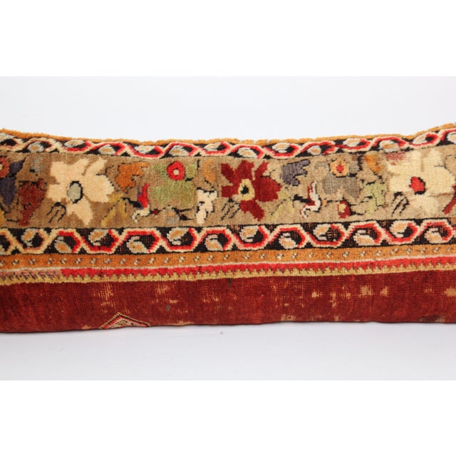 Mid 20th Century Authentic Handwoven Rug Pillow Cover – Home Décor in Red & Warm Color Tones -14'' X 37'' For Sale - Image 5 of 10