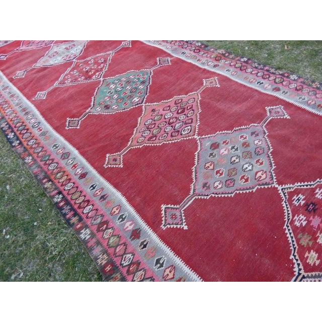 Muted Pastel Colors Authentic Handmade Wool Rug 5'8'' X 13'2'' For Sale In Philadelphia - Image 6 of 11