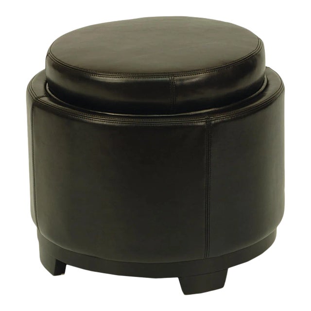 Storage Tray Ottoman in Black & Black For Sale