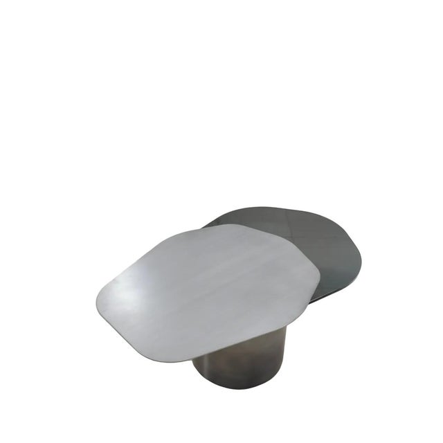 Set of 3 Modern Irregular Kaylee Coffee Table Set in Silver For Sale In Los Angeles - Image 6 of 8