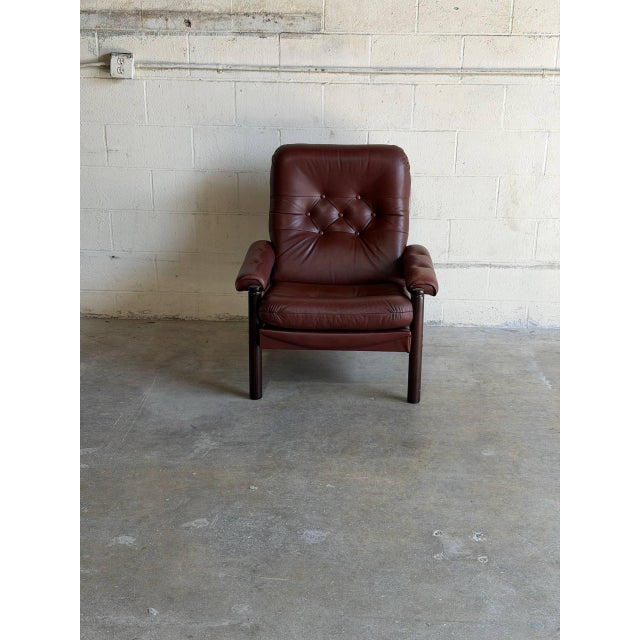 Mid-Century Modern Vintage Danish Leather Lounge Chair Mid Century Modern Armchair For Sale - Image 3 of 10