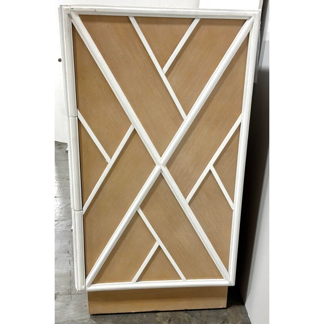 Modern Chippendale Tan and White Chest of Drawers For Sale - Image 4 of 6