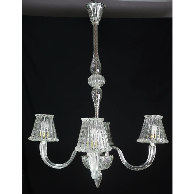 1950s 1950s Luxury Art Decò Barovier E Toso Chandelier, Murano "Bubble" Glass For Sale - Image 5 of 16