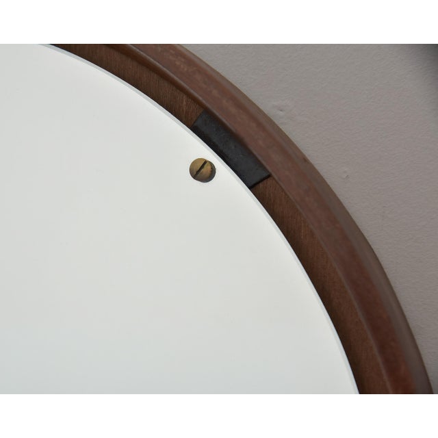 Wood Vintage Italian Round Inset Mirror in Walnut Frame For Sale - Image 7 of 11