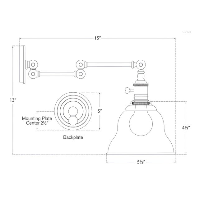 Visual Comfort Chapman & Myers for Visual Comfort Signature Boston Swing Arm in Hand-Rubbed Antique Brass with SLE Shade For Sale - Image 4 of 4