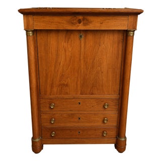 Empire Walnut Drop-Front Secretary, Early 19th Century For Sale