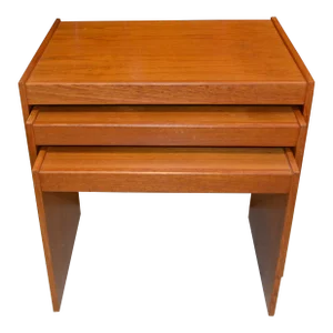 1960s Nordisk Andels Eksport Danish Golden Teak Nesting Set X 3 Tables Mid-Century Denmark