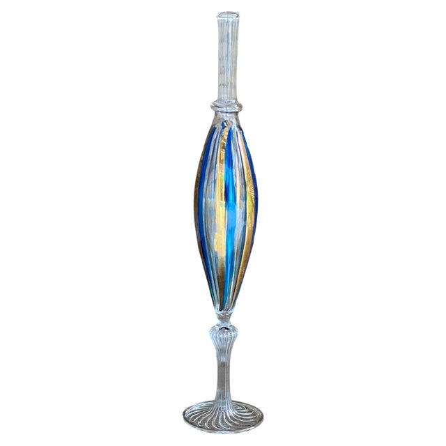 Hand-Painted Gold 24-Karat Venitian Vase, 1970s For Sale